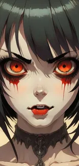 Dark anime demon girl with intense eyes.