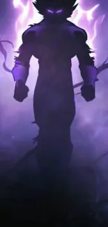 Animated silhouette character with a mystical purple aura.