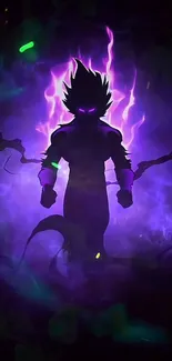 Anime silhouette with purple electric aura.