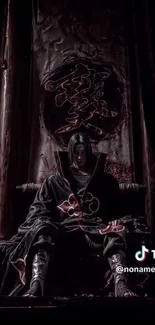 Dark anime character sitting on a throne in shadow.
