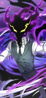 Dark anime warrior with purple energy swirls.