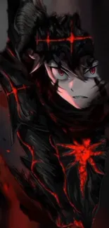 Dark anime warrior with red accents in a fantasy-themed design.