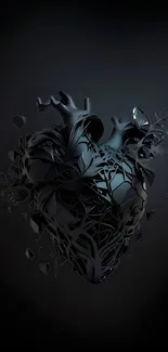 Dark heart pattern wallpaper with intricate design.