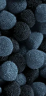 Dark berry themed wallpaper with blue and black spheres.