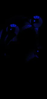 Futuristic dark abstract design with blue spheres and gradients.