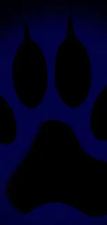 Dark blue wallpaper with black paw print design.