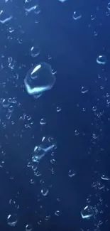 Dark blue wallpaper with floating water drops.