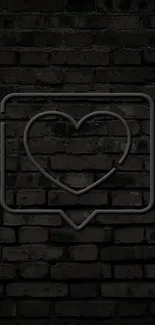 Dark brick wall with heart symbol in speech bubble design.