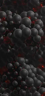 Abstract dark bubble wallpaper with red accents and black background.