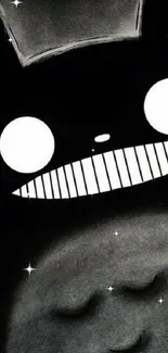 Dark cartoon creature wallpaper with bold black and white contrast.