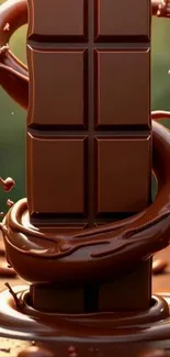 Luxurious chocolate bar with swirling chocolate art.