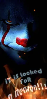 Dark clown wallpaper with fiery effects.