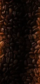 Dark coffee beans mobile wallpaper with warm tones.