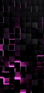 Dark themed wallpaper with neon pink glowing cubes.