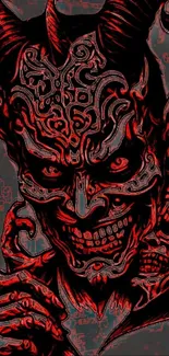 Intricate red demon artwork wallpaper.