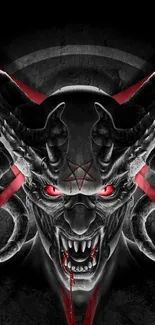 Demonic figure with red eyes and black background wallpaper.