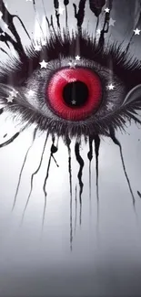 Striking dark eye art wallpaper with red eye.