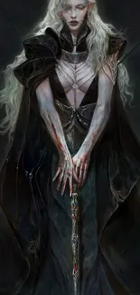 Dark fantasy character with a cloak and sword.