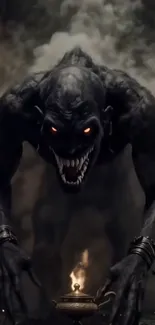 Dark creature emerging from shadows