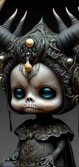 Intricate dark fantasy skull artwork with gothic elements.