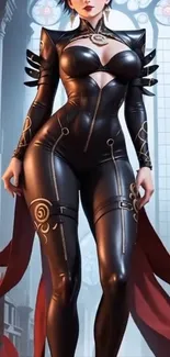 Dark fantasy warrior artwork in black attire