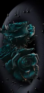 Dark aesthetic wallpaper with teal roses.