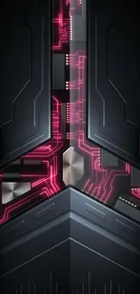 Sleek futuristic wallpaper with neon circuitry on a dark background.