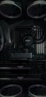 Dark-themed gaming PC with illuminated hardware.