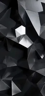 Dark geometric abstract design with sharp facets.
