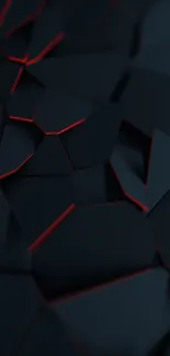 Dark abstract geometric wallpaper with red highlights.