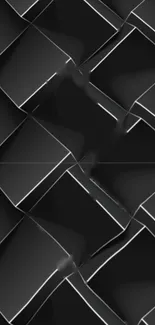 Dark geometric wallpaper with black cubes and white outlines.