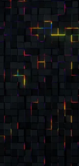 Dark geometric wallpaper with neon accents.