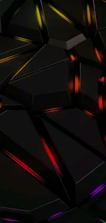 Dark geometric wallpaper with neon lines