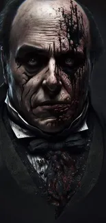 Gothic art wallpaper featuring dark, intense portrait of a mysterious figure.