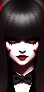 Dark themed gothic wallpaper featuring a mysterious woman with crimson accents.