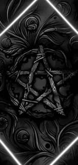 Dark gothic pentagram wallpaper with intricate designs.