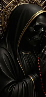 Dramatic dark gothic skull art with intricate details