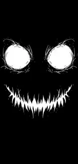 Sinister grinning face with dark background wallpaper.