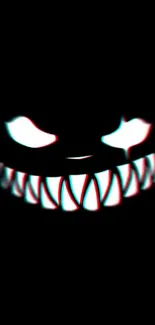 Dark grinning face with glowing eyes wallpaper.