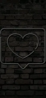 Dark wallpaper with heart icon on a brick wall