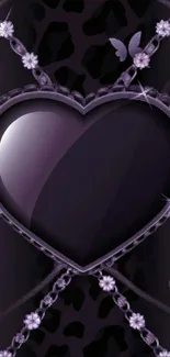 Dark heart wallpaper with butterflies and floral chains.