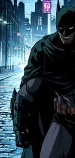 Dark hero in a city nightscape wallpaper