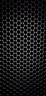 Black hexagon pattern mobile wallpaper with a sleek design.