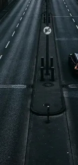 Night drive on a dark, empty highway.