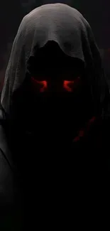 Dark hooded figure with red glowing eyes