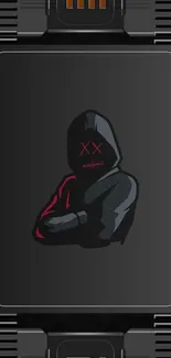 Dark hoodie character mobile wallpaper with mysterious vibe.