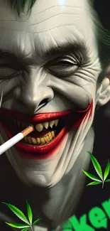 Dark Joker art wallpaper with a sinister smile.