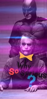 Dark themed wallpaper of Batman and Joker with 'Why So Serious?' text.