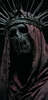 Dark robed figure with a crown of spikes, creating a gothic atmosphere.