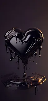 Dark purple wallpaper with a melting heart design.